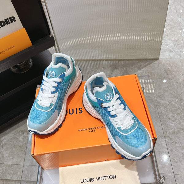 LV Run 55 Sneaker 50mm Light Blue Monogram Jacquard Fabric