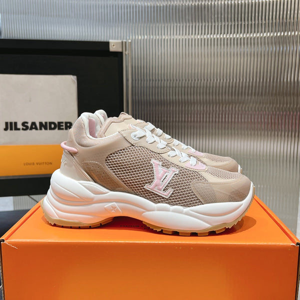 Sneaker LV Run 55 50mm Tessuto a rete in poliestere marrone rosa