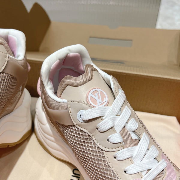 Sneaker LV Run 55 50mm Tessuto a rete in poliestere marrone rosa