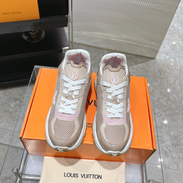 Sneaker LV Run 55 50mm Tessuto a rete in poliestere marrone rosa