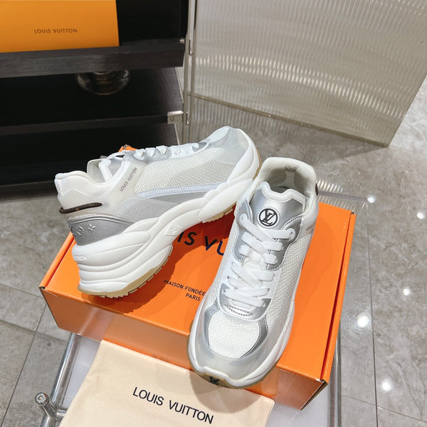 LV Run 55 Sneaker 50mm White Grey Polyester Mesh Fabric