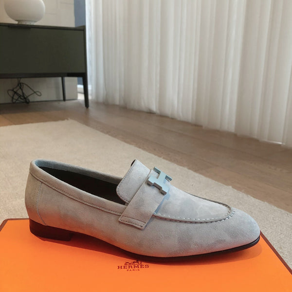 Paris Loafer Baby Blue Suede Calfskin With Signature Buckle 509349