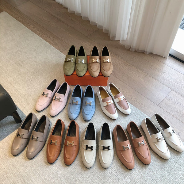 Mocassino Paris in tela grigia con fibbia nera con firma 509369