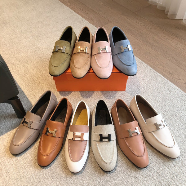 Mocassino Paris in tela grigia con fibbia nera con firma 509369