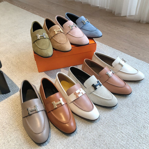 Mocassino Paris in tela grigia con fibbia nera con firma 509369