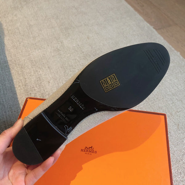 Mocassino Paris in tela grigia con fibbia nera con firma 509369