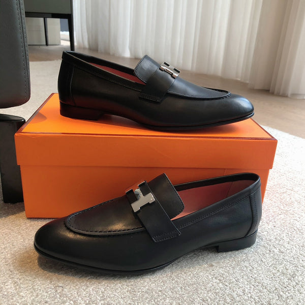 Paris Loafer Black Calfskin With Silver Signature Buckle 509378