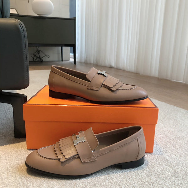 Royal Loafer Brown Calfskin With Fringe Detail And Silver Signature Buckle 509409