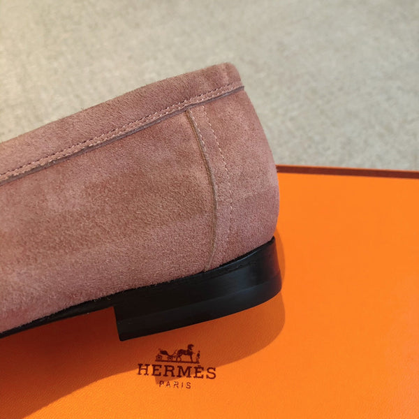 Royal Loafer Pink Suede Calfskin With Fringe Detail And Silver Signature Buckle 509432