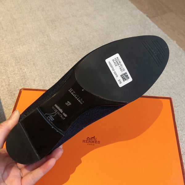 Mocassino Royal in denim blu navy con frange e fibbia argentata con firma 509435