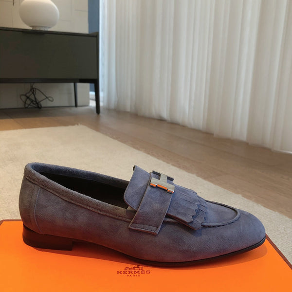 Royal Loafer Midnight Suede Calfskin With Fringe Detail And Silver Signature Buckle 509438