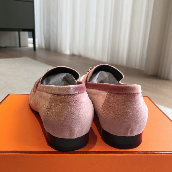 Paris Loafer Pink Velvet Fabric With Pink Gold Signature Buckle 509392