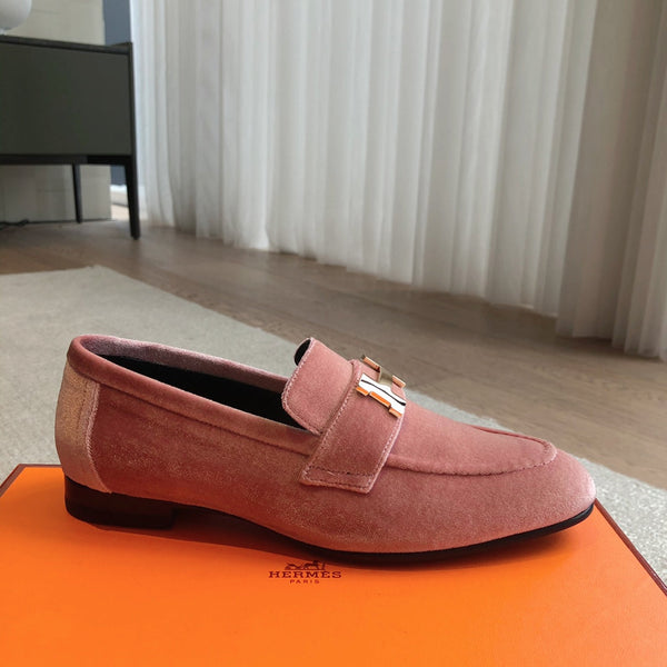 Paris Loafer Pink Velvet Fabric With Pink Gold Signature Buckle 509392