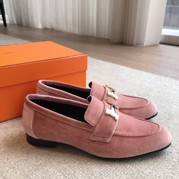 Paris Loafer Pink Velvet Fabric With Pink Gold Signature Buckle 509392