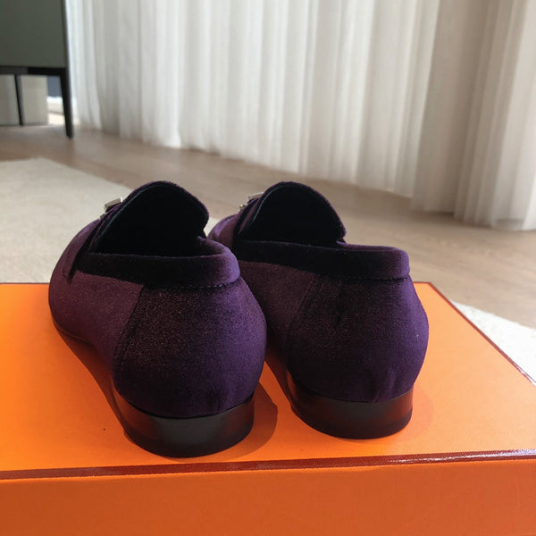 Mocassino Paris in velluto viola con fibbia argentata 509394