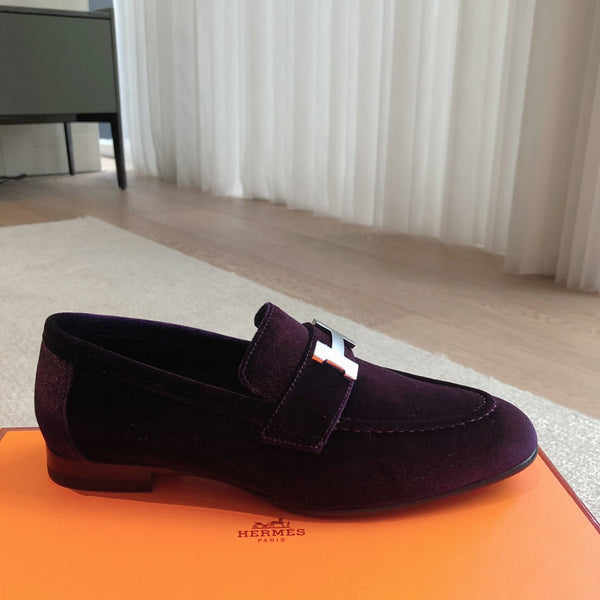 Mocassino Paris in velluto viola con fibbia argentata 509394