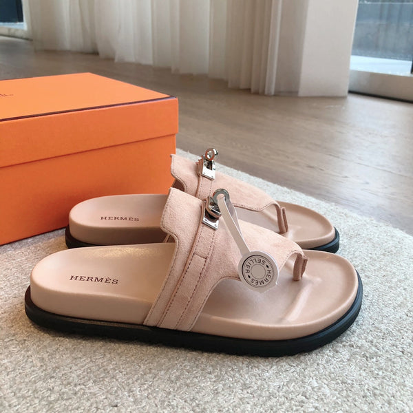 Empire Sandal Peach Lambskin Suede Goatskin
