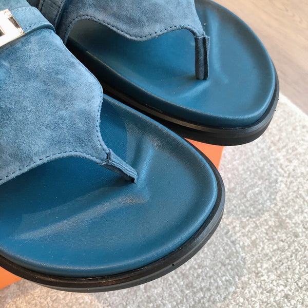 Empire Sandal Blue Lambskin Suede Goatskin