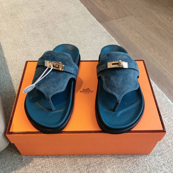 Empire Sandal Blue Lambskin Suede Goatskin