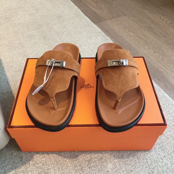 Empire Sandal Pumpkin Lambskin Suede Goatskin