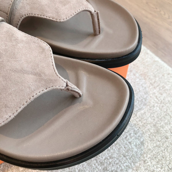 Empire Sandal Taupe Lambskin Suede Goatskin