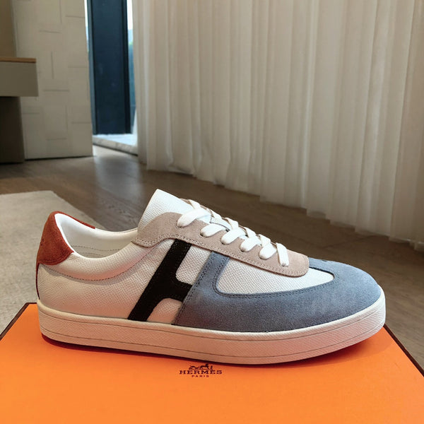 HM BOOMERANG SNEAKER STONE SUEDE AND WHITE CALFSKIN