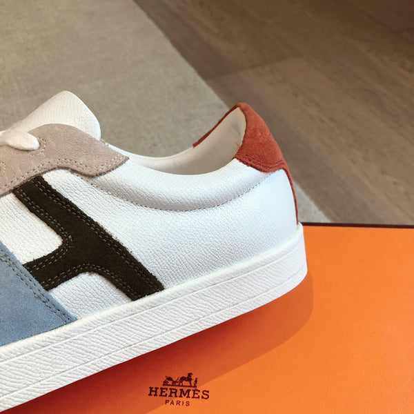 HM BOOMERANG SNEAKER STONE SUEDE AND WHITE CALFSKIN