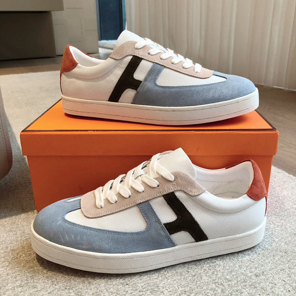 HM BOOMERANG SNEAKER STONE SUEDE AND WHITE CALFSKIN