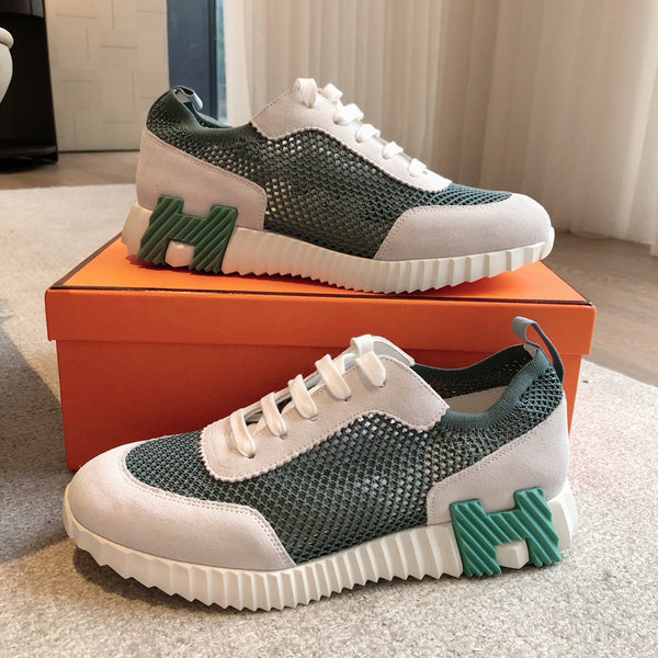 Sneaker HM da uomo 25 in mesh scamosciato verde 541302