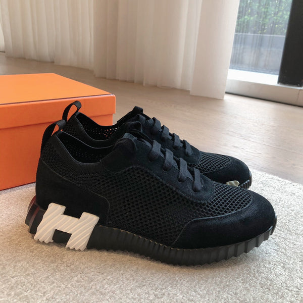 HM Men's 25 Sneaker Black Mesh Suede 541305