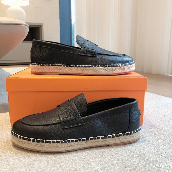 HM Trip Espadrille Black Grained Calfskin