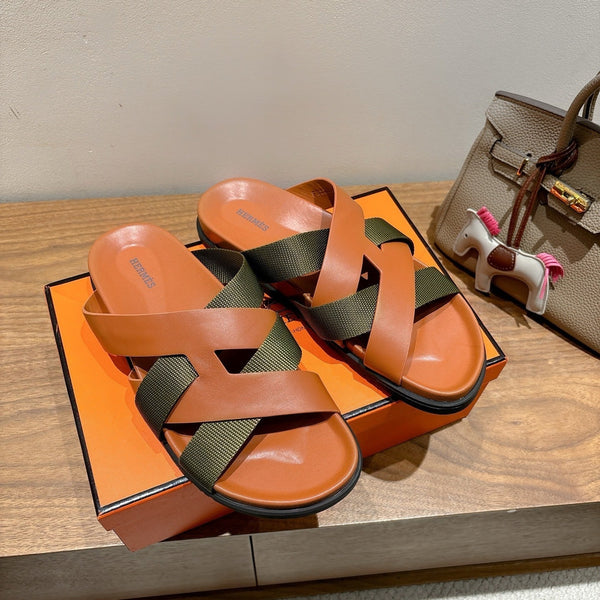 HM 25 Kazimir Sandal Two-tone Calfskin Canvas