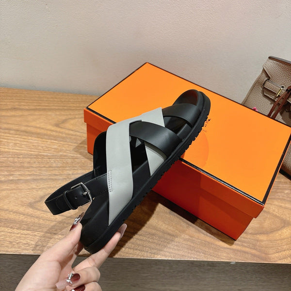 HM 25 Heracles Sandal Black Grey Calfskin