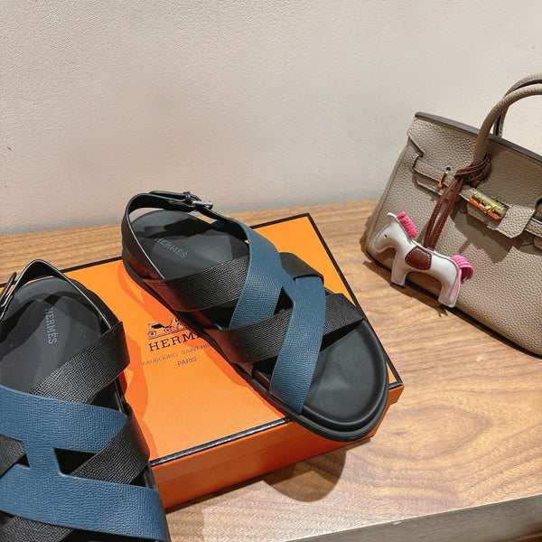 HM 25 Heracles Sandal Black Dark Blue Epsom Leather