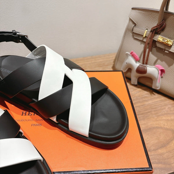 HM 25 Heracles Sandal Black White Calfskin