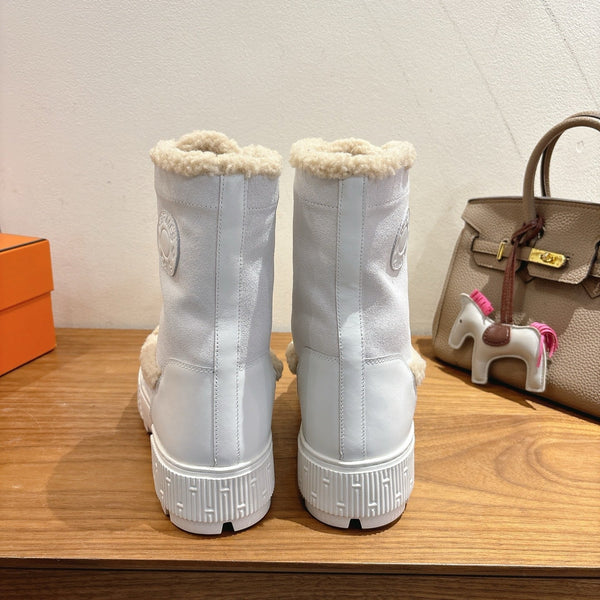 HM 26S Fresh Botines 4cm White Suede Shearling 110594