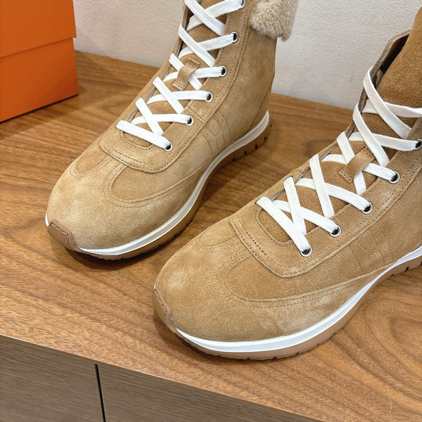 HM 26S Lieva Sneakers 3cm Light Tan Suede Shearling 110596