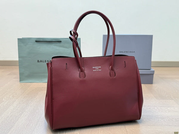 BEL AIR CARRY ALL BAG 37 IN BURGUNDY RED NAPPA LAMBSKIN SILVER HARDWARE