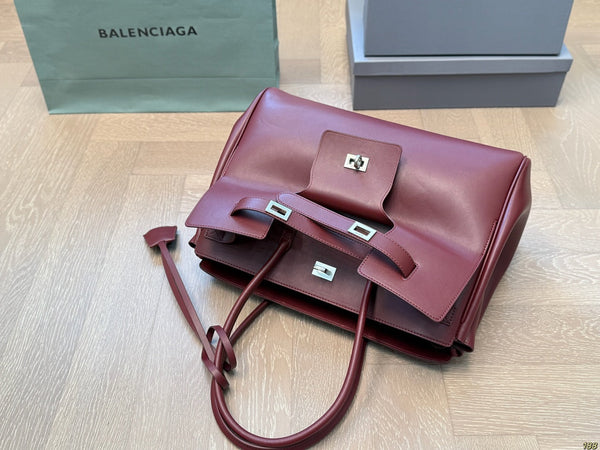 BEL AIR CARRY ALL BAG 37 IN BURGUNDY RED NAPPA LAMBSKIN SILVER HARDWARE