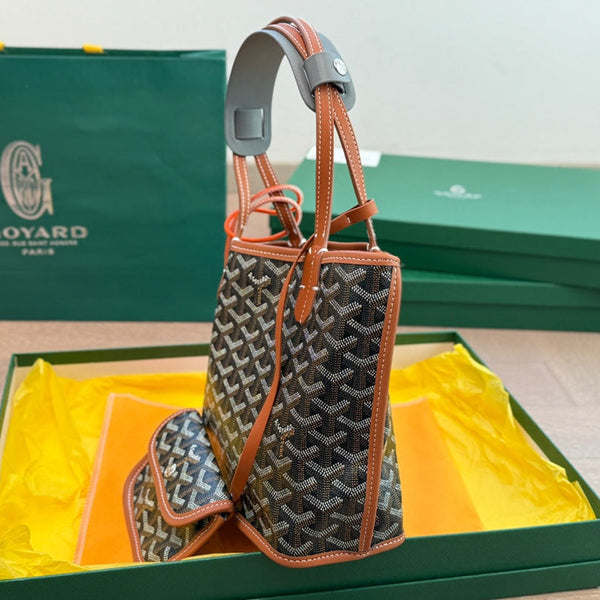 ANJOU MINI BAG 21 IN BROWN GOYARDINE CANVAS AND CALFSKIN