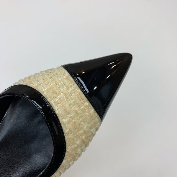CC 26s Slingback 3.5cm Black Beige Tweed Patent Calfskin 792592