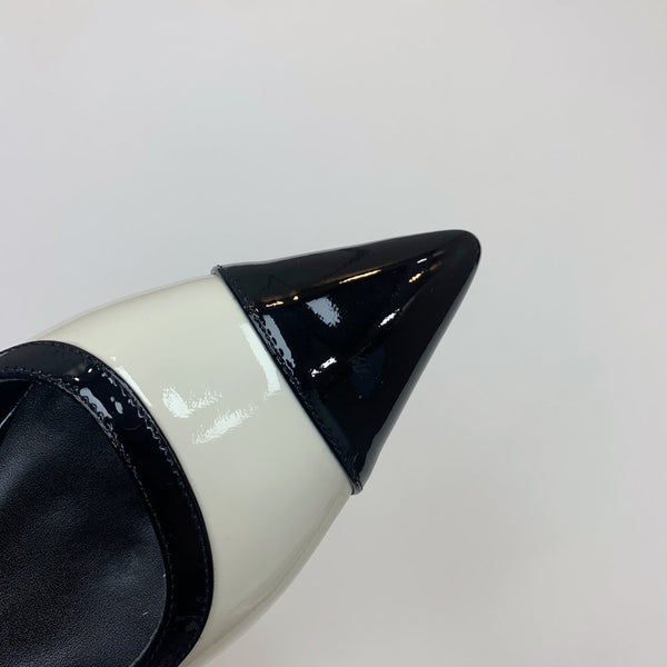 CC 26s Slingback 3.5cm Black White Patent Calfskin 792594