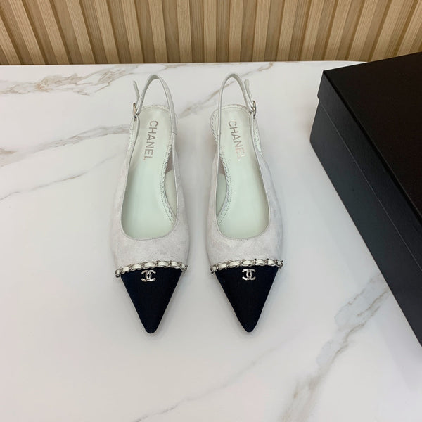 CC 26s Slingback 4.5cm Chain Light Grey Suede 792604