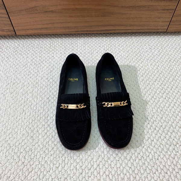 LUCO LOAFER WITH FRINGES IN BLACK SUEDE