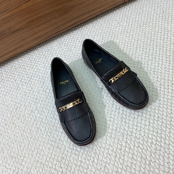 LUCO LOAFER WITH FRINGES IN BLACK LAMBSKIN