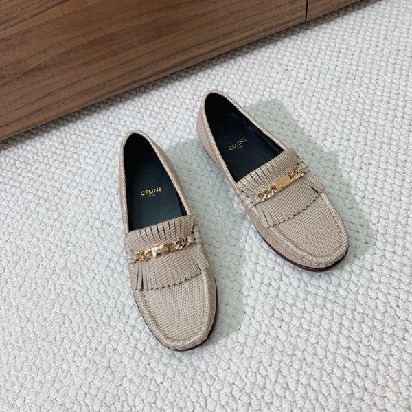 LUCO LOAFER WITH FRINGES IN KHAKI BROWN LAMBSKIN