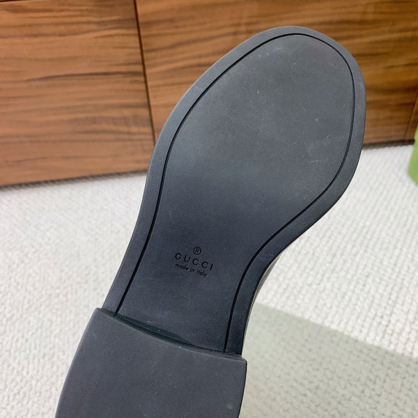 GG Riding Long Boots Black Monogram Embossed Cowhide 473643