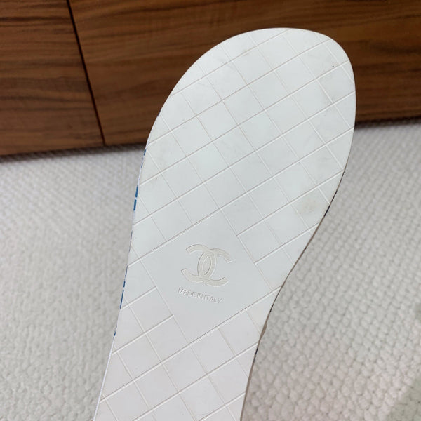 CC Platform Printed Slippers 4.5cm White Canvas 792623