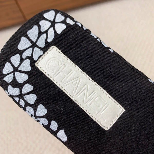CC Platform Printed Slippers 4.5cm Black Canvas 792624