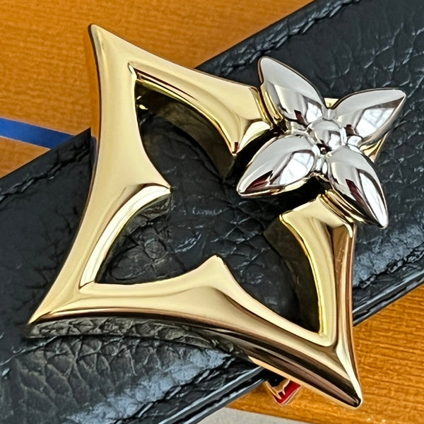 LV Flowergram 30mm Reversible Belt Black Brown Empreinte Calfskin